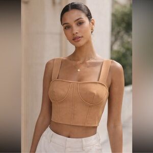 HERVÉ By HERVE LEGER Bandage Crop Tank Top Beige Small S $155